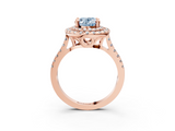 Rose gold Double Halo Fancy Blue Oval  Diamond Pave Band with Four-Prong Setting_46