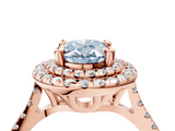 Rose gold Double Halo Fancy Blue Oval  Diamond Pave Band with Four-Prong Setting_47