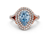 Rose gold Double Halo Fancy Blue Pear -Shaped Split Shank Diamond Ring with Prong Setting_15