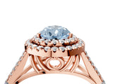 Rose gold Double Halo Fancy Blue Pear -Shaped Split Shank Diamond Ring with Prong Setting_19