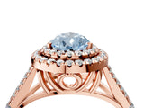 Rose gold Double Halo Fancy Blue Pear Cut Diamond Split Shank Engagement Ring with Four-Prong Setting_7