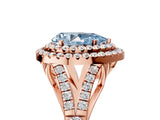Rose gold Double Halo Fancy Blue Pear Cut Diamond Split Shank Engagement Ring with Four-Prong Setting_8