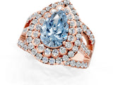 Rose gold Double Halo Fancy Blue Pear Cut Diamond Split Shank Pave Set Ring_4