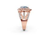 Rose gold Double Halo Fancy Blue Pear Cut Diamond Split Shank Pave Set Ring_5