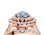 Rose gold Double Halo Fancy Blue Pear Cut Diamond Split Shank Pave Set Ring_7