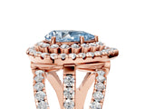 Rose gold Double Halo Fancy Blue Pear Cut Diamond Split Shank Pave Set Ring_8