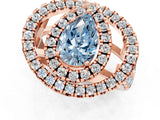 Rose gold Double Halo Fancy Blue Pear Cut Diamond Split Shank Prong Setting Ring_1