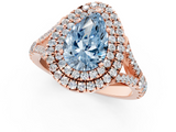 Rose gold Double Halo Fancy Blue Pear  Cut Diamond Split Shank Ring with Four Prong Setting_53