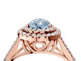 Rose gold Double Halo Fancy Blue Pear  Cut Diamond Split Shank Ring with Four Prong Setting_56