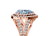 Rose gold Double Halo Fancy Blue Pear  Cut Diamond Split Shank Ring with Four Prong Setting_57