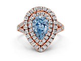 Rose gold Double Halo Fancy Blue Pear  Cut Pave Split Shank Prong Set Ring_15