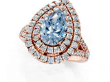 Rose gold Double Halo Fancy Blue Pear  Cut Pave Split Shank Prong Set Ring_16