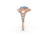 Rose gold Double Halo Fancy Blue Pear  Cut Pave Split Shank Prong Set Ring_17