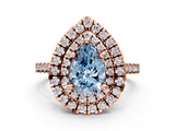 Rose gold Double Halo Fancy Blue Pear  Diamond Pave Band with Four-Prong Setting_44