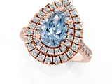 Rose gold Double Halo Fancy Blue Pear  Diamond Pave Band with Four-Prong Setting_45