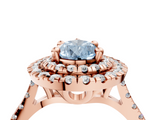 Rose gold Double Halo Fancy Blue Pear  Diamond Pave Band with Four-Prong Setting_48