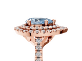 Rose gold Double Halo Fancy Blue Pear  Diamond Pave Band with Four-Prong Setting_49