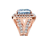 Rose gold Double Halo Fancy Blue Princess Cut Diamond Split Shank Engagement Ring with Four-Prong Setting_8