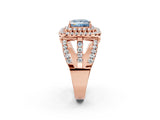Rose gold Double Halo Fancy Blue Princess Cut Diamond Split Shank Pave Set Ring_5