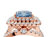 Rose gold Double Halo Fancy Blue Princess Cut Diamond Split Shank Pave Set Ring_7