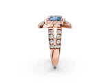 Rose gold Double Halo Fancy Blue Princess Cut Diamond Split Shank Prong Setting Ring_2