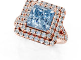 Rose gold Double Halo Fancy Blue Princess  Cut Pave Split Shank Prong Set Ring_16