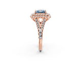 Rose gold Double Halo Fancy Blue Princess  Cut Pave Split Shank Prong Set Ring_17