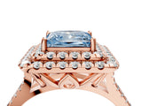 Rose gold Double Halo Fancy Blue Princess  Cut Pave Split Shank Prong Set Ring_19
