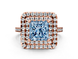 Rose gold Double Halo Fancy Blue Princess  Diamond Pave Band with Four-Prong Setting_48