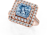 Rose gold Double Halo Fancy Blue Princess  Diamond Pave Band with Four-Prong Setting_49