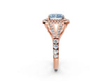Rose gold Double Halo Fancy Blue Radiant -Shaped Split Shank Diamond Ring with Prong Setting_17