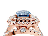 Rose gold Double Halo Fancy Blue Radiant Cut Diamond Split Shank Pave Set Ring_7