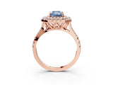 Rose gold Double Halo Fancy Blue Radiant  Cut Pave Split Shank Prong Set Ring_18