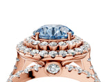 Rose gold Double Halo Fancy Blue Round Cut Diamond Split Shank Pave Set Ring_7