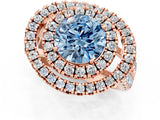 Rose gold Double Halo Fancy Blue Round Cut Diamond Split Shank Prong Setting Ring_1