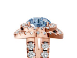 Rose gold Double Halo Fancy Blue Round Cut Diamond Split Shank Prong Setting Ring_5
