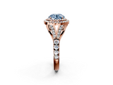 Rose gold Double Halo Fancy Blue Round  Cut Diamond Split Shank Ring with Four Prong Setting_22