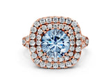 Rose gold Double Halo Fancy Blue Round  Cut Pave Split Shank Prong Set Ring_15