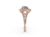 Rose gold Double Halo Fancy Blue Round  Cut Pave Split Shank Prong Set Ring_17