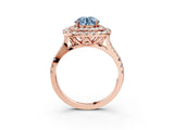 Rose gold Double Halo Fancy Blue Round  Cut Pave Split Shank Prong Set Ring_18
