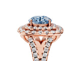 Rose gold Double Halo Fancy Blue Round  Cut Pave Split Shank Prong Set Ring_20