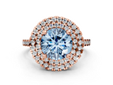 Rose gold Double Halo Fancy Blue Round  Diamond Pave Band with Four-Prong Setting_43