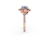 Rose gold Double Halo Fancy Blue Round  Diamond Pave Band with Four-Prong Setting_45