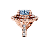 Rose gold Double Halo Fancy Blue Round  Diamond Pave Band with Four-Prong Setting_48
