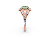 Rose gold Double Halo Fancy Green Asscher -Shaped Split Shank Diamond Ring with Prong Setting_17