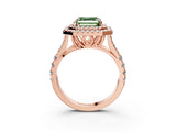 Rose gold Double Halo Fancy Green Asscher -Shaped Split Shank Diamond Ring with Prong Setting_18