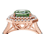 Rose gold Double Halo Fancy Green Asscher -Shaped Split Shank Diamond Ring with Prong Setting_19