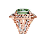 Rose gold Double Halo Fancy Green Asscher -Shaped Split Shank Diamond Ring with Prong Setting_20