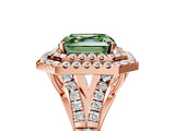 Rose gold Double Halo Fancy Green Asscher Cut Diamond Split Shank Engagement Ring with Four-Prong Setting_8