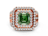 Rose gold Double Halo Fancy Green Asscher Cut Diamond Split Shank Pave Set Ring_3